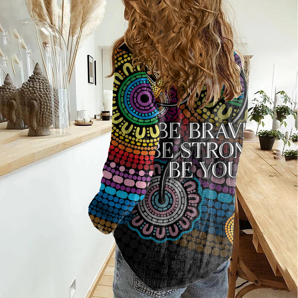 Australia LGBTQ+ History Month Women Casual Shirt Indigenous Rainbows Pride Be You - Vibe Hoodie Shop