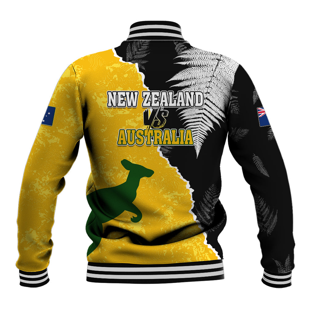 Australia Rugby Mix New Zealands Rugby Baseball Jacket Wallabies Versus Silver Fern Sporty Basic - Vibe Hoodie Shop