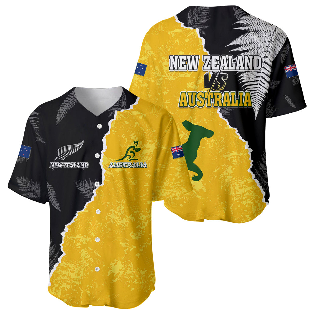 Australia Rugby Mix New Zealands Rugby Baseball Jersey Wallabies Versus Silver Fern Sporty Basic - Vibe Hoodie Shop