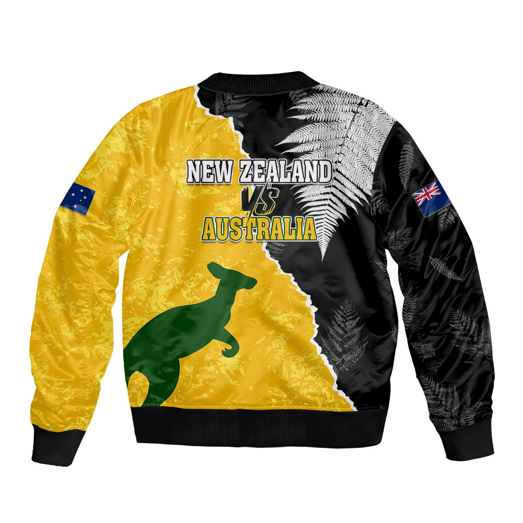 Australia Rugby Mix New Zealands Rugby Bomber Jacket Wallabies Versus Silver Fern Sporty Basic - Vibe Hoodie Shop