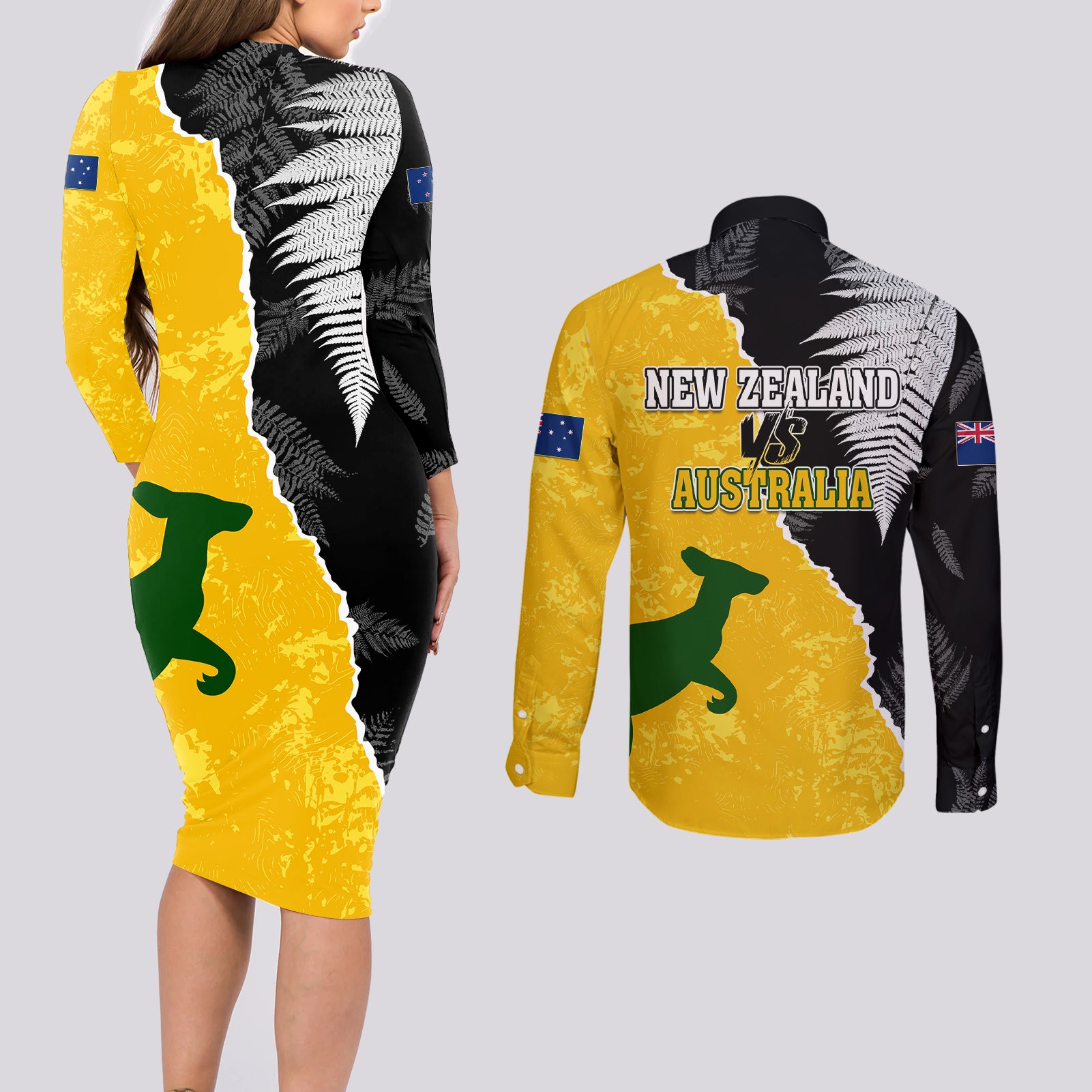 australia-rugby-mix-new-zealands-rugby-couples-matching-long-sleeve-bodycon-dress-and-long-sleeve-button-shirts-wallabies-versus-silver-fern-sporty-basic