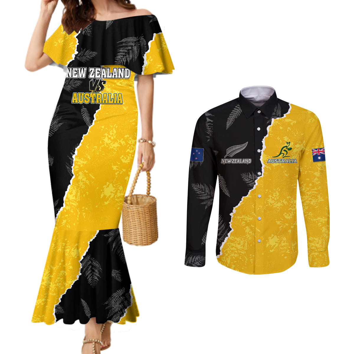 australia-rugby-mix-new-zealands-rugby-couples-matching-mermaid-dress-and-long-sleeve-button-shirts-wallabies-versus-silver-fern-sporty-basic