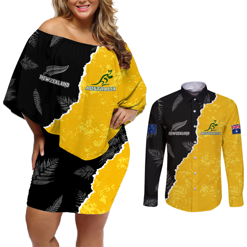 australia-rugby-mix-new-zealands-rugby-couples-matching-off-shoulder-short-dress-and-long-sleeve-button-shirts-wallabies-versus-silver-fern-sporty-basic