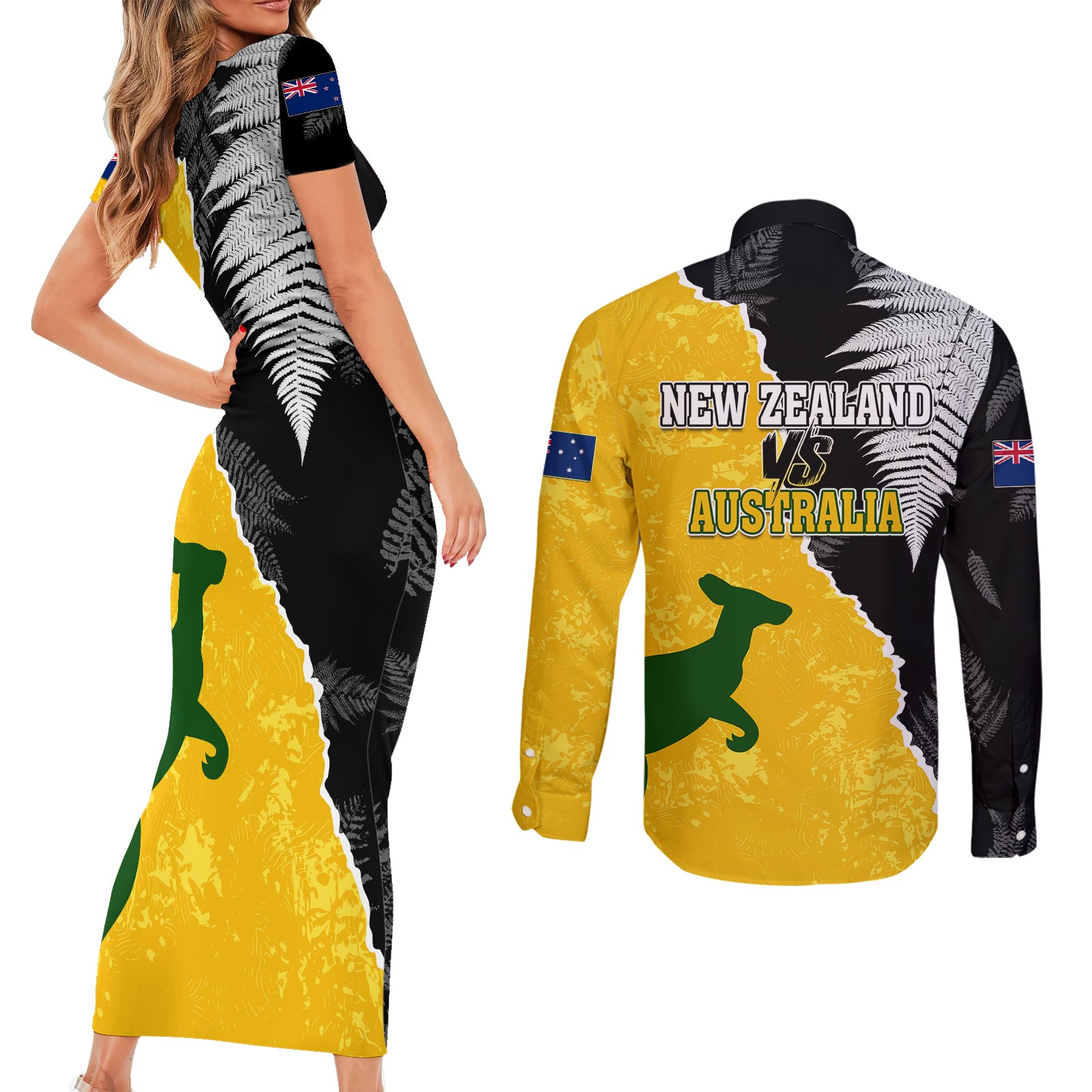 australia-rugby-mix-new-zealands-rugby-couples-matching-short-sleeve-bodycon-dress-and-long-sleeve-button-shirts-wallabies-versus-silver-fern-sporty-basic