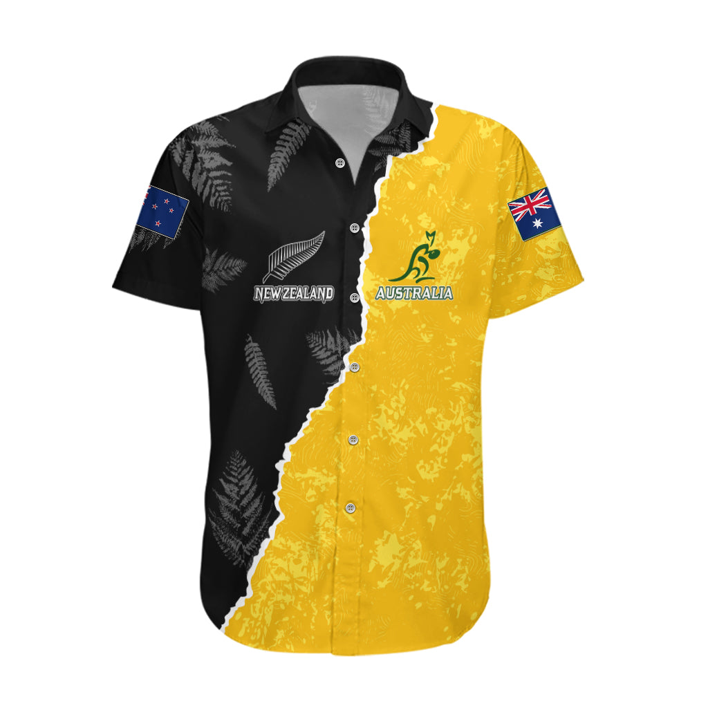 Australia Rugby Mix New Zealands Rugby Hawaiian Shirt Wallabies Versus Silver Fern Sporty Basic - Vibe Hoodie Shop