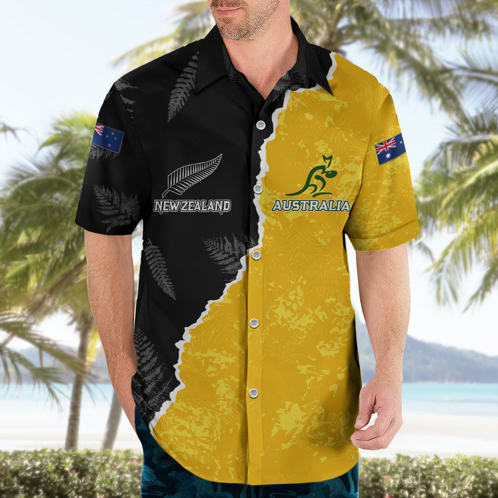 Australia Rugby Mix New Zealands Rugby Hawaiian Shirt Wallabies Versus Silver Fern Sporty Basic - Vibe Hoodie Shop