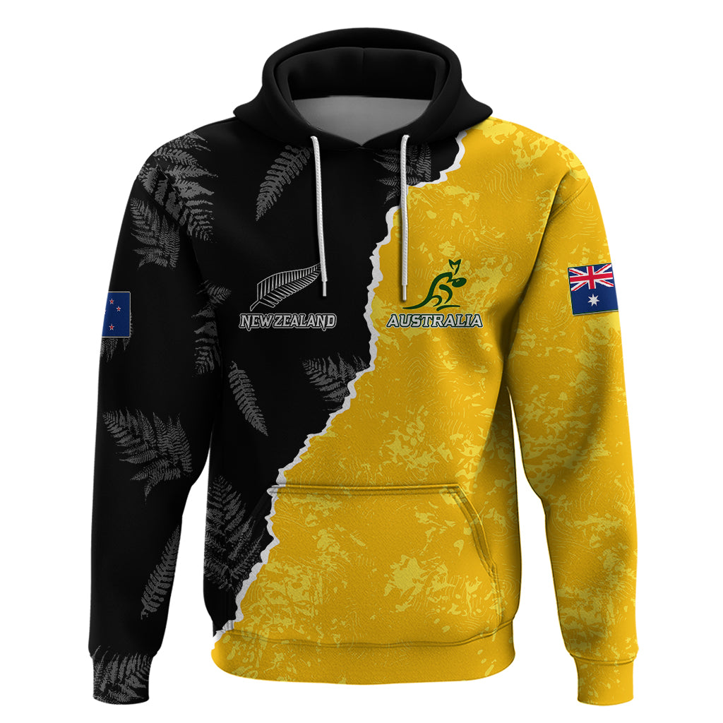 Australia Rugby Mix New Zealands Rugby Hoodie Wallabies Versus Silver Fern Sporty Basic LT7 - Vibe Hoodie Shop