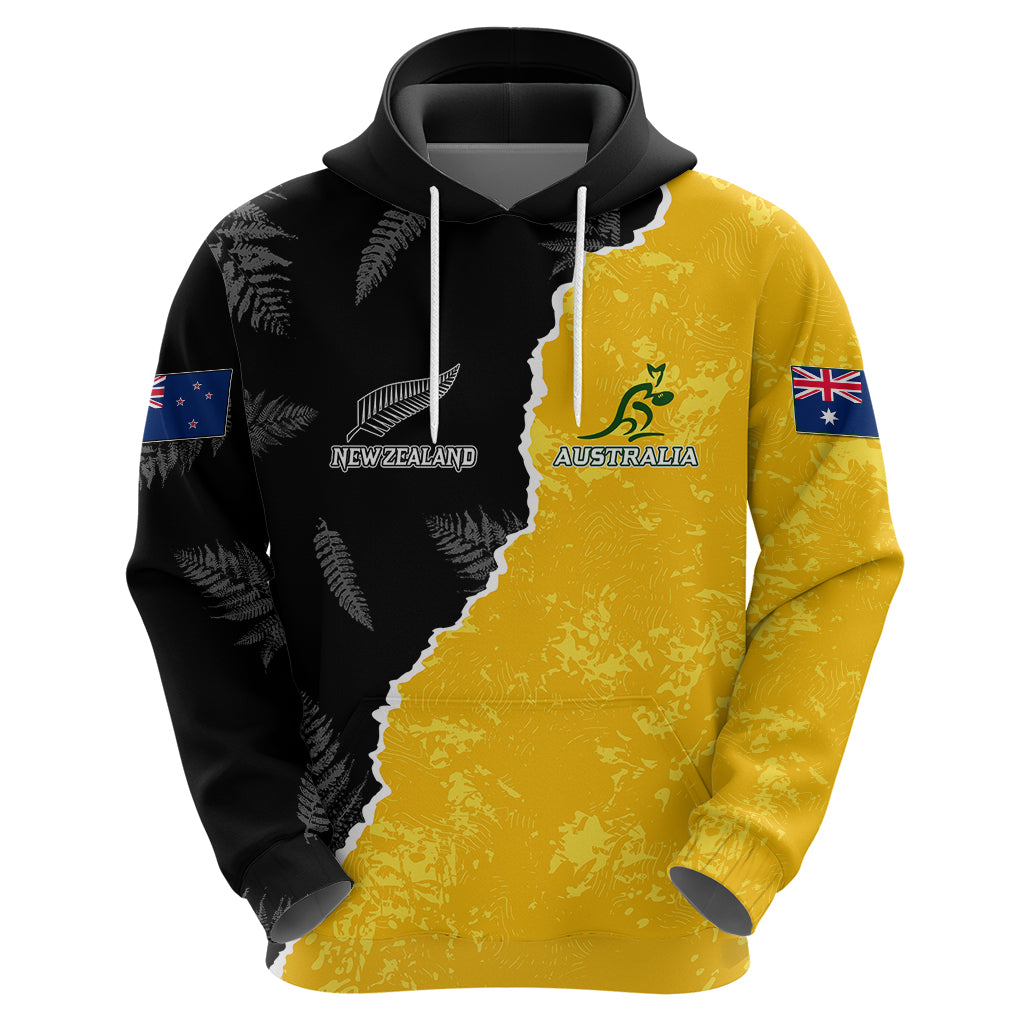 Australia Rugby Mix New Zealands Rugby Hoodie Wallabies Versus Silver Fern Sporty Basic LT7 - Vibe Hoodie Shop