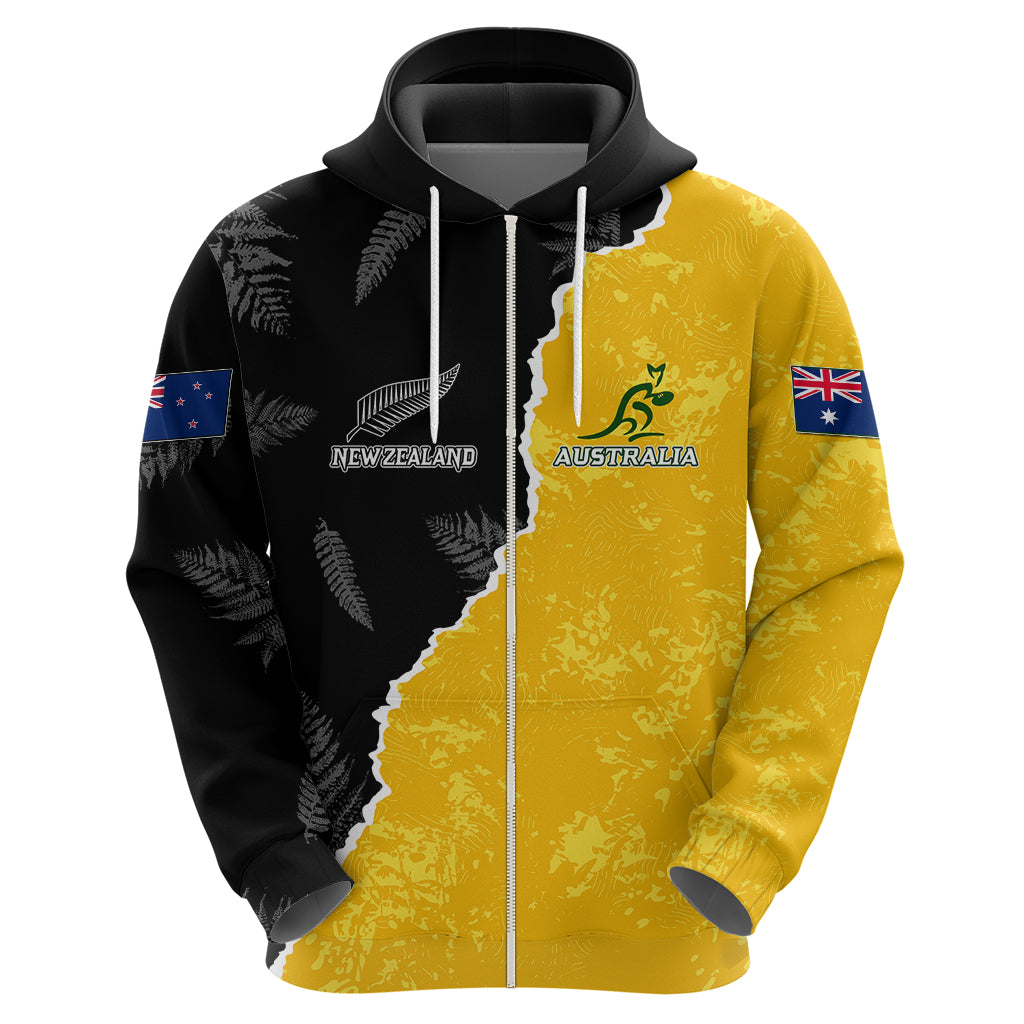 Australia Rugby Mix New Zealands Rugby Hoodie Wallabies Versus Silver Fern Sporty Basic LT7 - Vibe Hoodie Shop