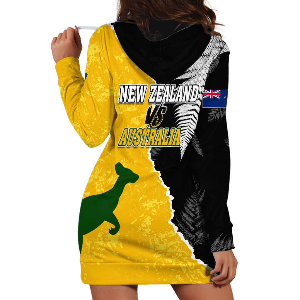 Australia Rugby Mix New Zealands Rugby Hoodie Dress Wallabies Versus Silver Fern Sporty Basic - Vibe Hoodie Shop