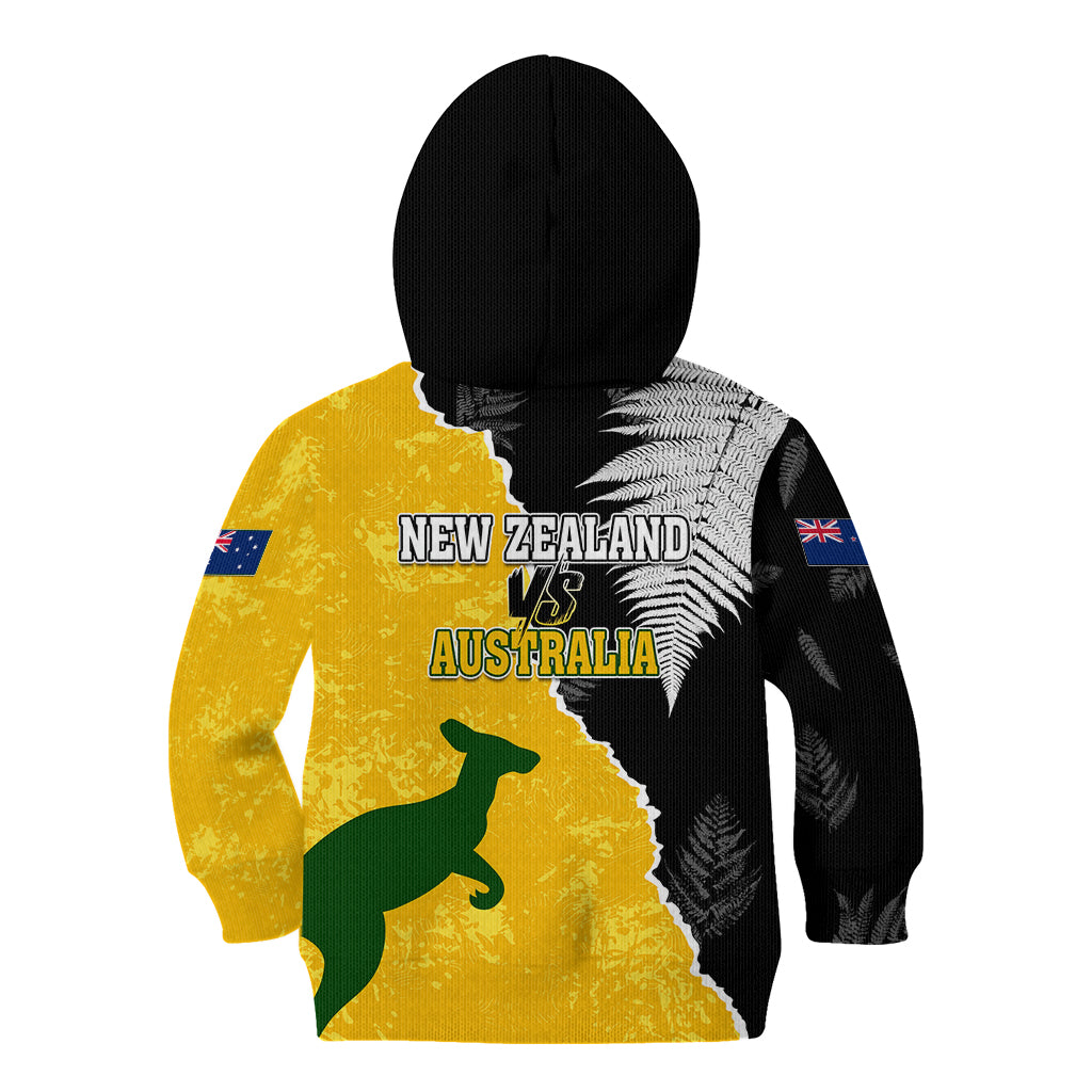 Australia Rugby Mix New Zealands Rugby Kid Hoodie Wallabies Versus Silver Fern Sporty Basic - Vibe Hoodie Shop