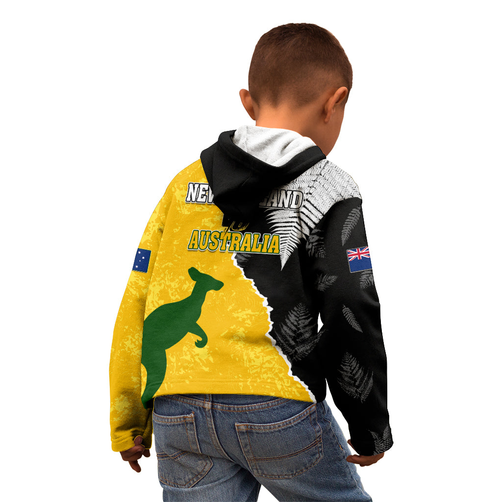 Australia Rugby Mix New Zealands Rugby Kid Hoodie Wallabies Versus Silver Fern Sporty Basic - Vibe Hoodie Shop