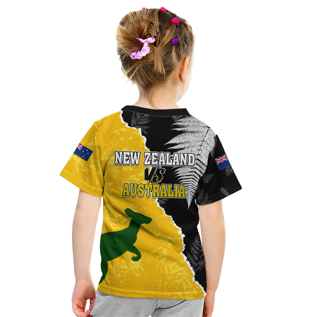 Australia Rugby Mix New Zealands Rugby Kid T Shirt Wallabies Versus Silver Fern Sporty Basic - Vibe Hoodie Shop