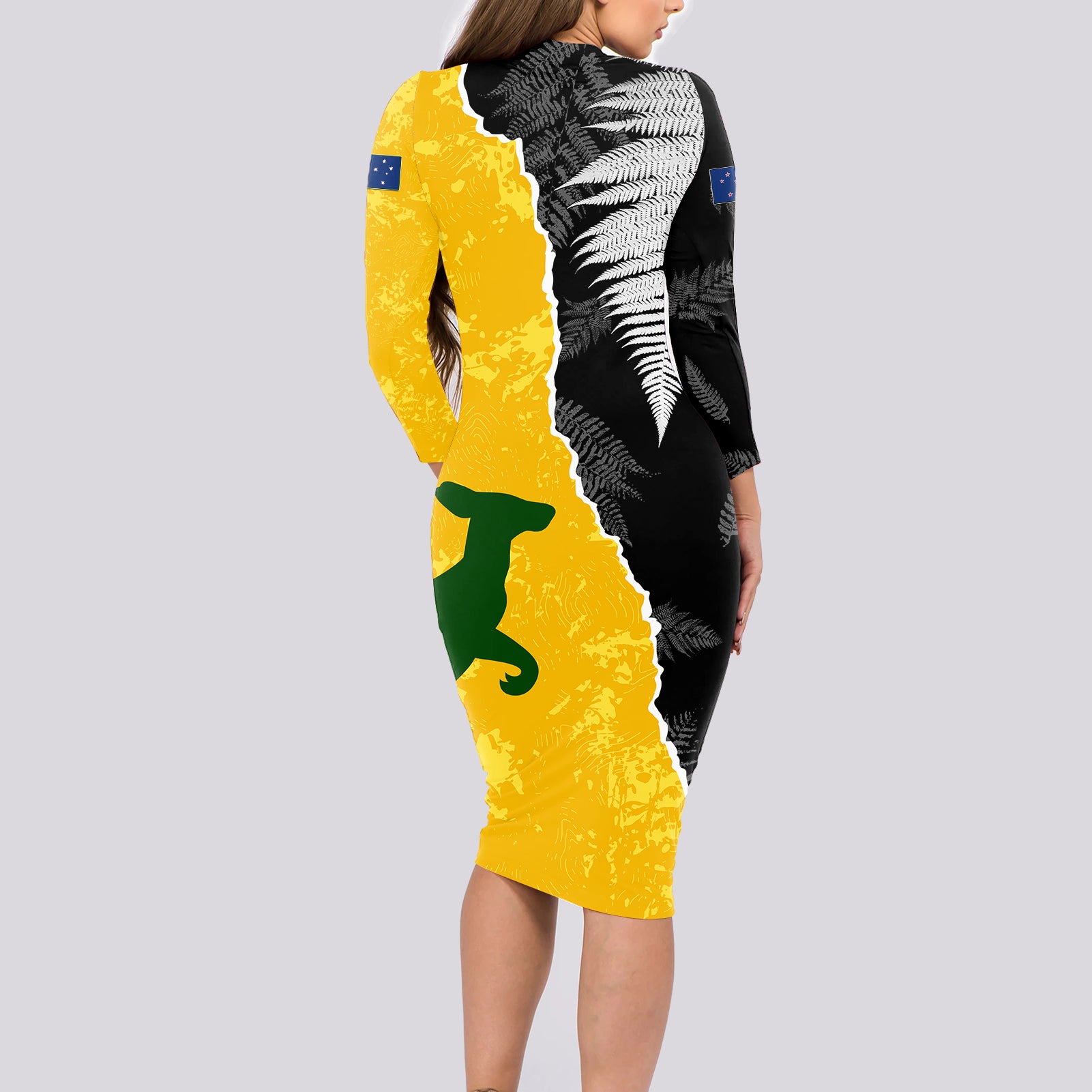 australia-rugby-mix-new-zealands-rugby-long-sleeve-bodycon-dress-wallabies-versus-silver-fern-sporty-basic