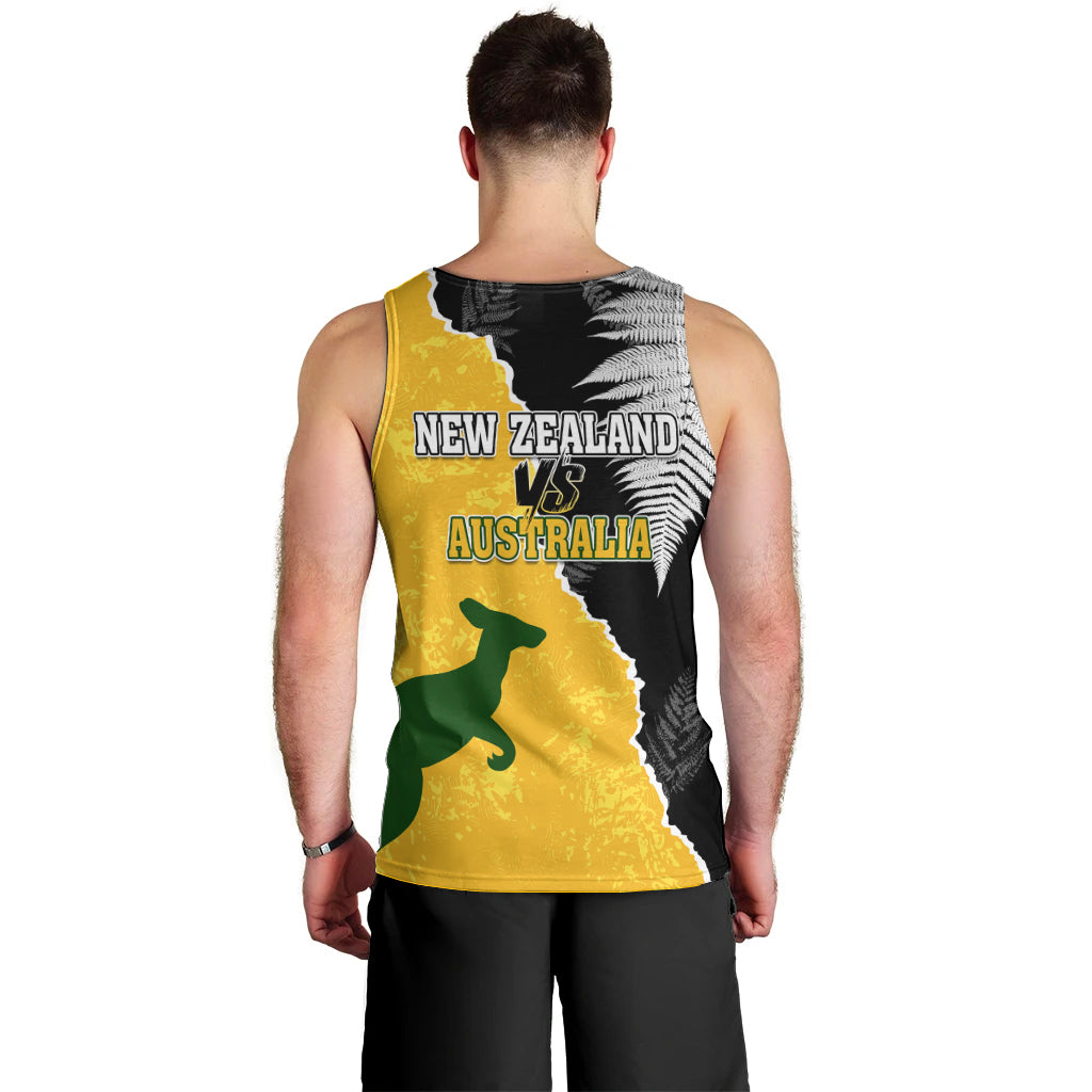 Australia Rugby Mix New Zealands Rugby Men Tank Top Wallabies Versus Silver Fern Sporty Basic - Vibe Hoodie Shop