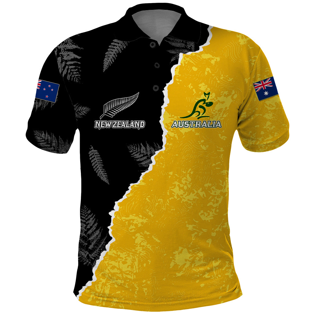 Australia Rugby Mix New Zealands Rugby Polo Shirt Wallabies Versus Silver Fern Sporty Basic - Vibe Hoodie Shop