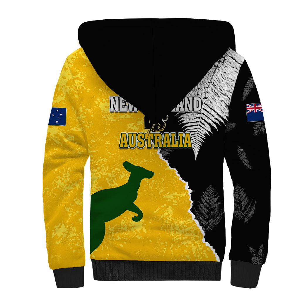 Australia Rugby Mix New Zealands Rugby Sherpa Hoodie Wallabies Versus Silver Fern Sporty Basic - Vibe Hoodie Shop