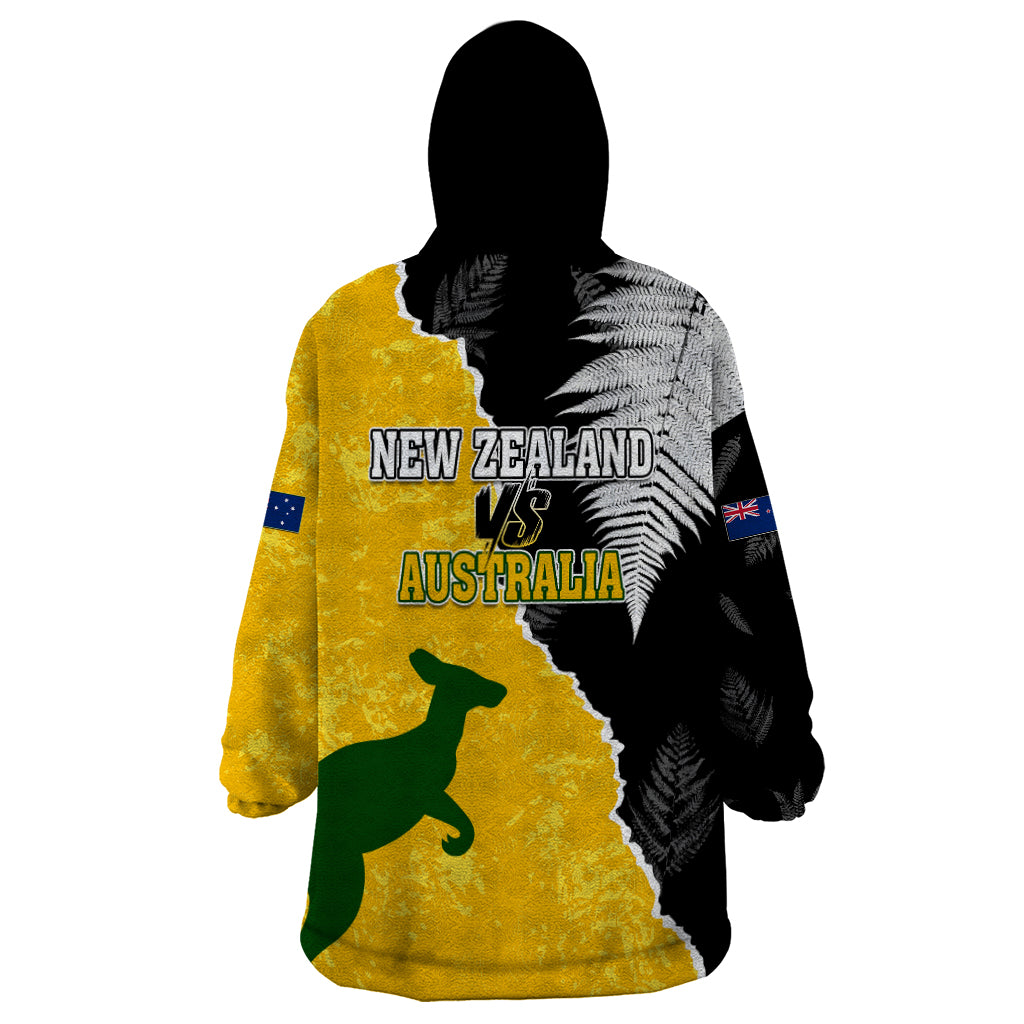 Australia Rugby Mix New Zealands Rugby Wearable Blanket Hoodie Wallabies Versus Silver Fern Sporty Basic - Vibe Hoodie Shop