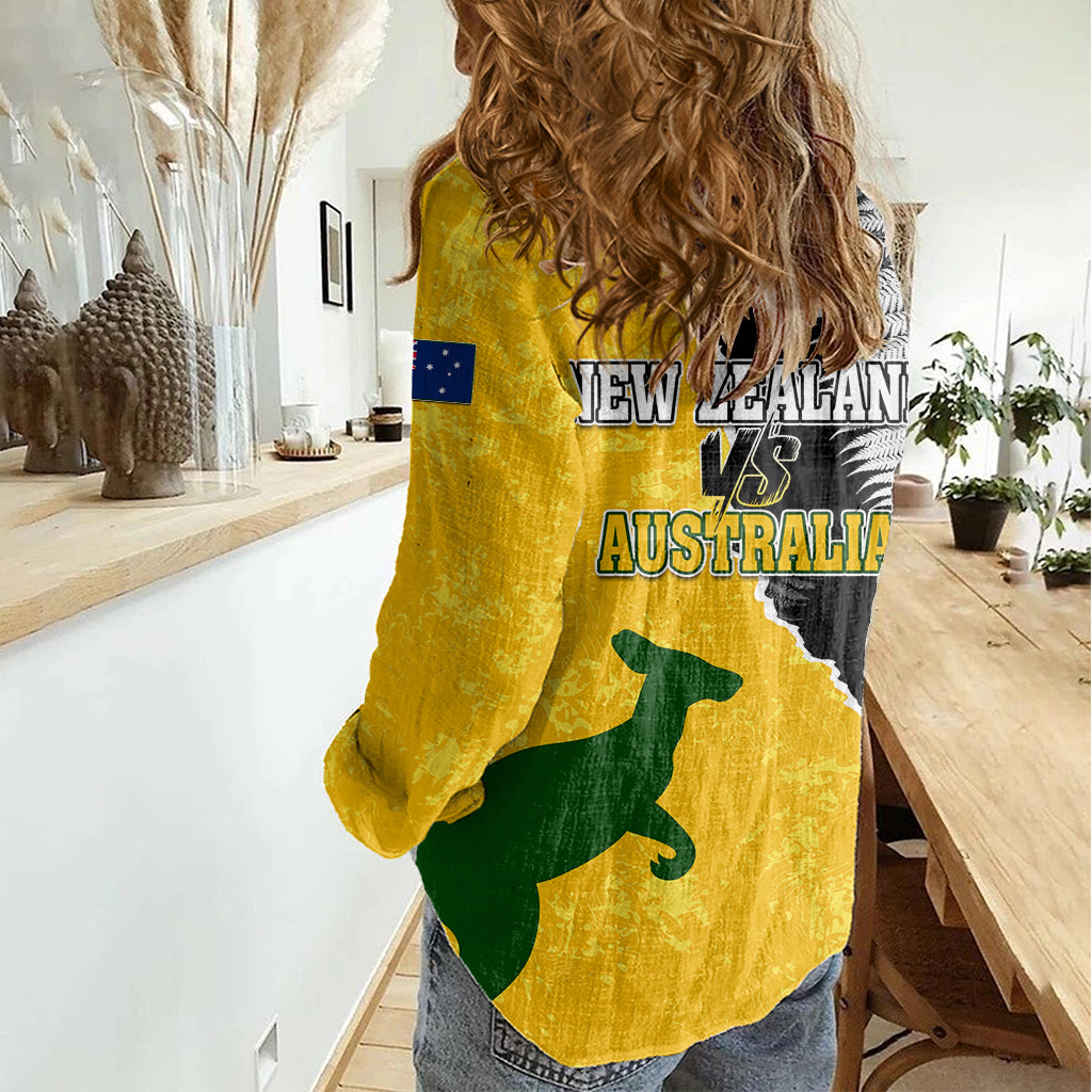 Australia Rugby Mix New Zealands Rugby Women Casual Shirt Wallabies Versus Silver Fern Sporty Basic - Vibe Hoodie Shop