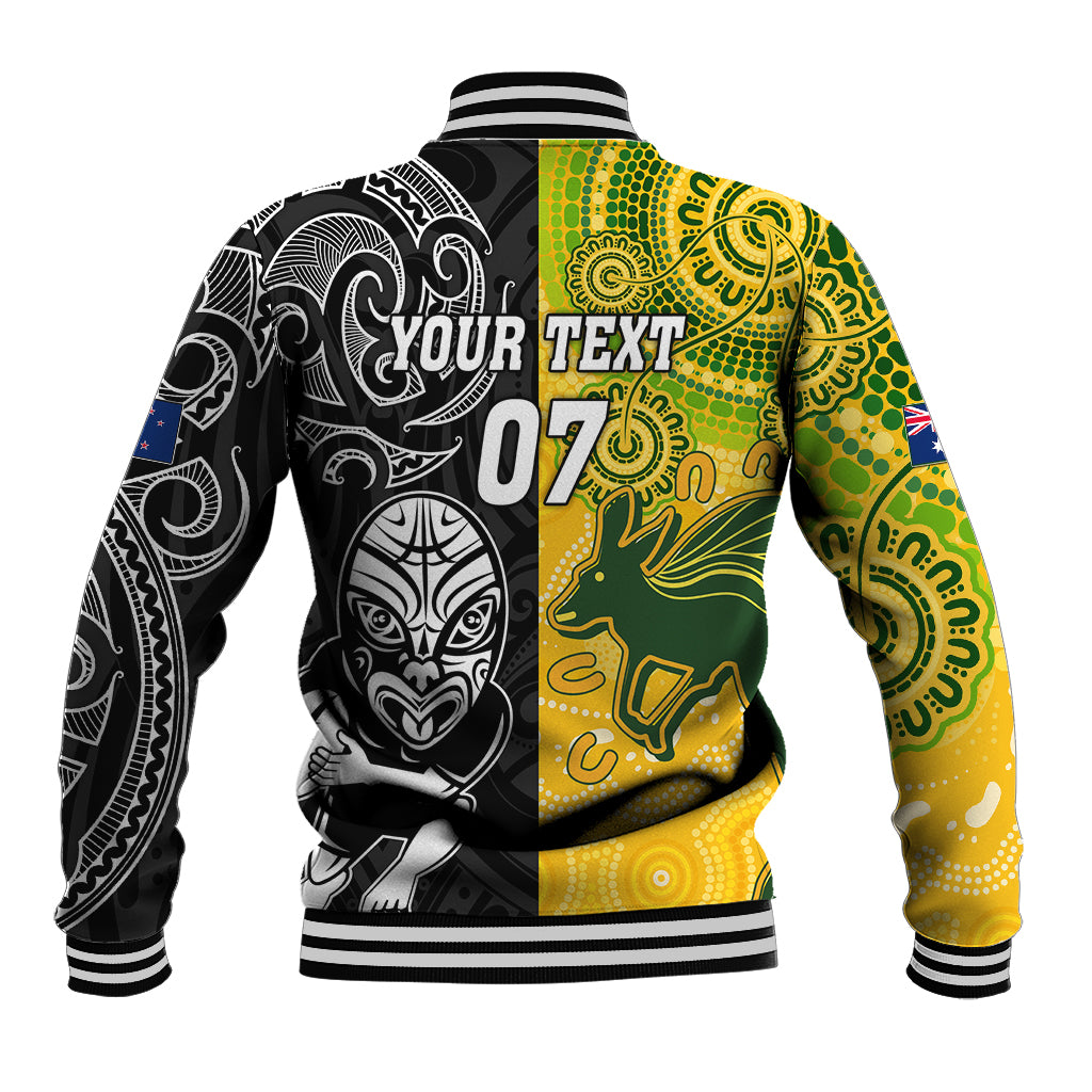 Personalised Australia Rugby Mix New Zealands Rugby Baseball Jacket Indigenous Half-Half Style - Vibe Hoodie Shop