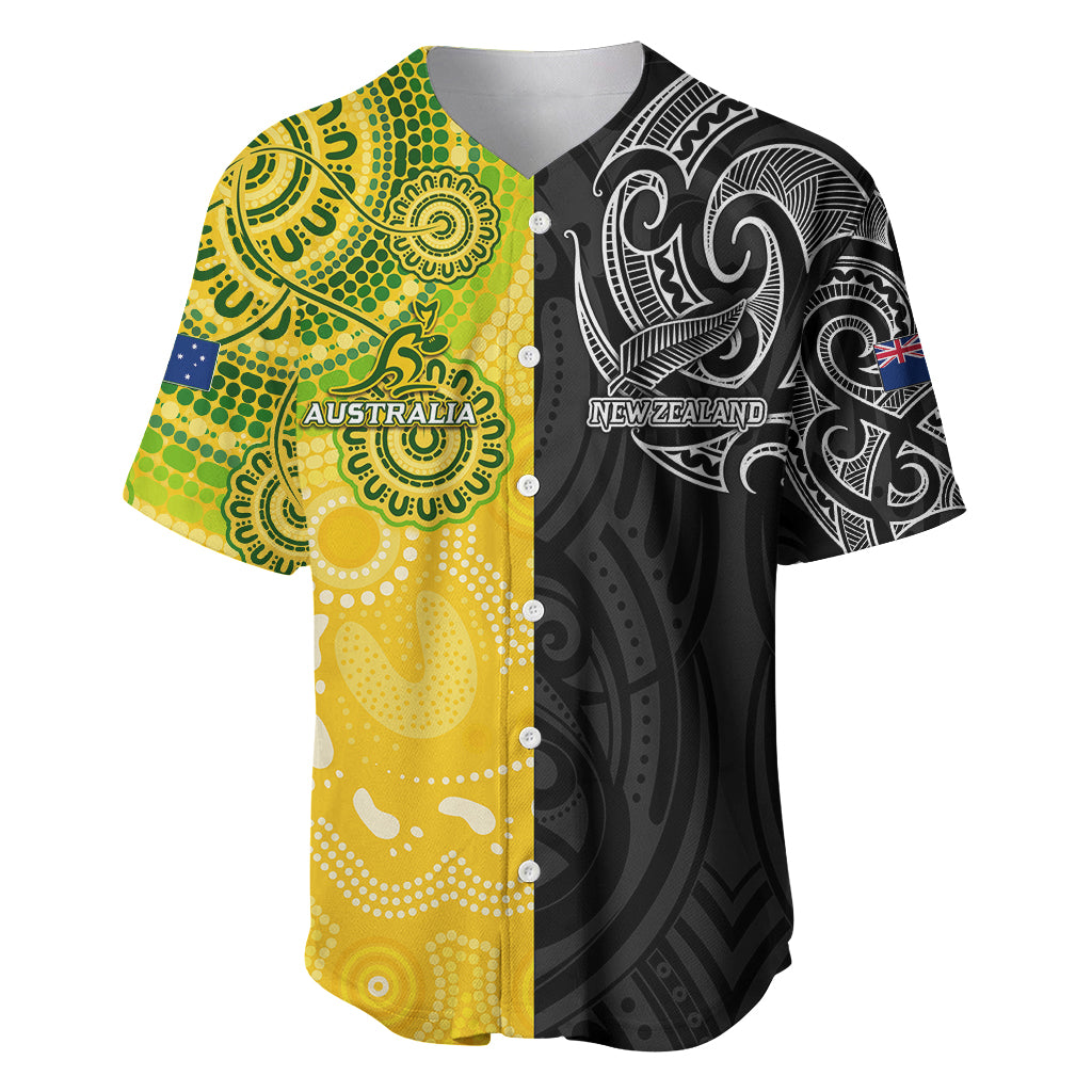 Personalised Australia Rugby Mix New Zealands Rugby Baseball Jersey Indigenous Half-Half Style - Vibe Hoodie Shop