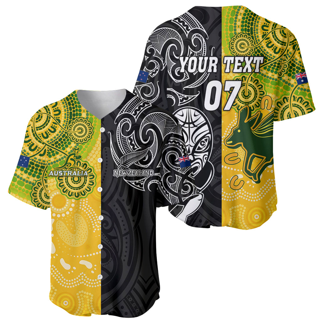 Personalised Australia Rugby Mix New Zealands Rugby Baseball Jersey Indigenous Half-Half Style - Vibe Hoodie Shop