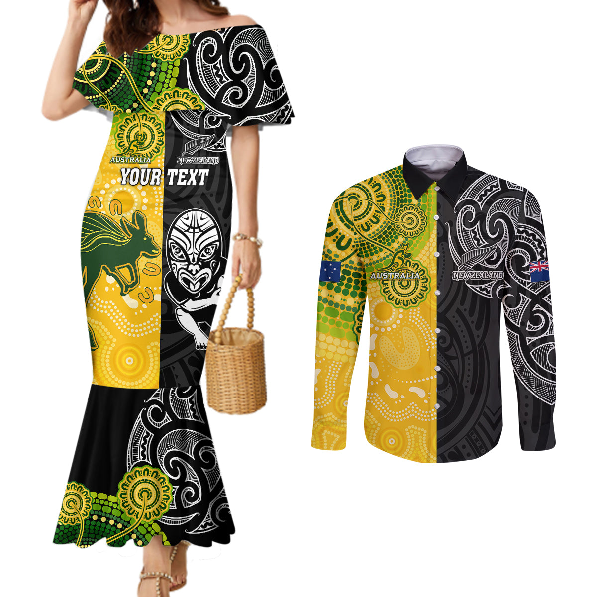 personalised-australia-rugby-mix-new-zealands-rugby-couples-matching-mermaid-dress-and-long-sleeve-button-shirts-indigenous-half-half-style