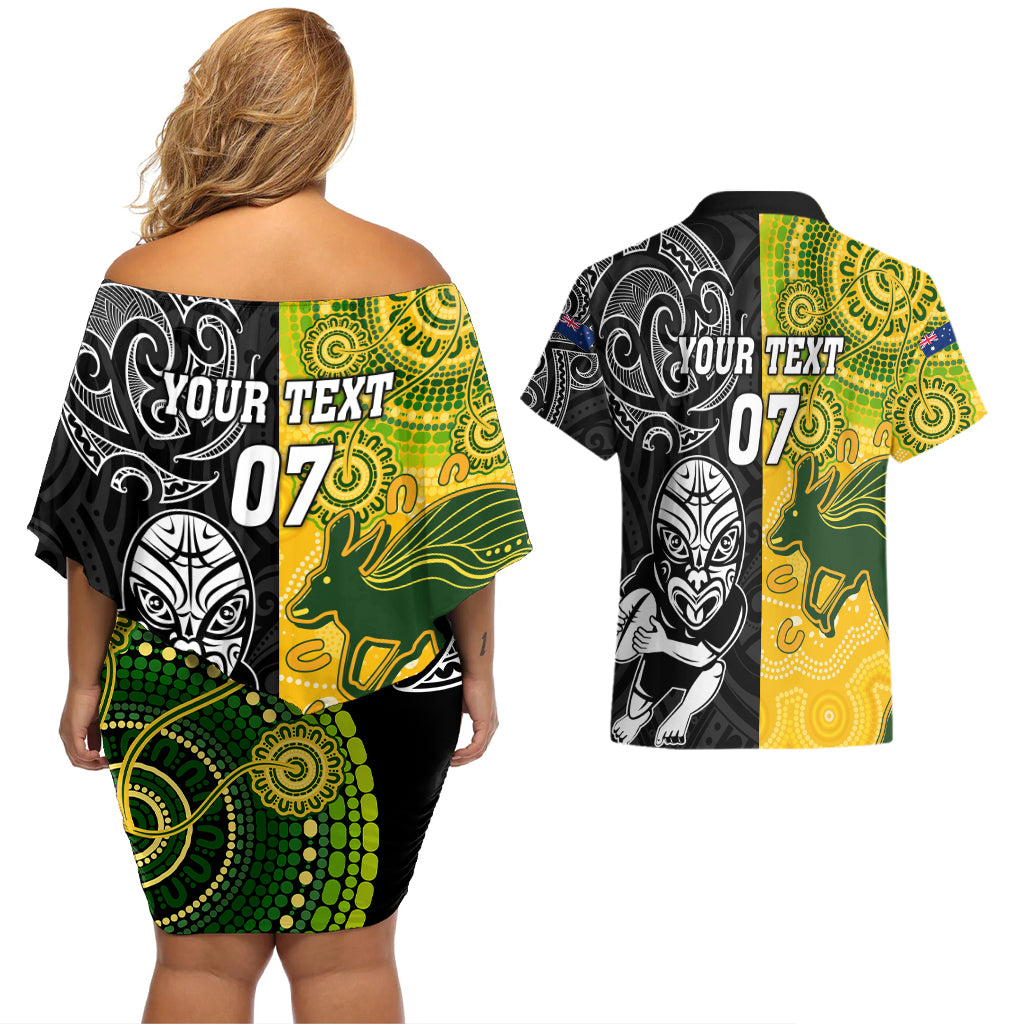 personalised-australia-rugby-mix-new-zealands-rugby-couples-matching-off-shoulder-short-dress-and-hawaiian-shirt-indigenous-half-half-style