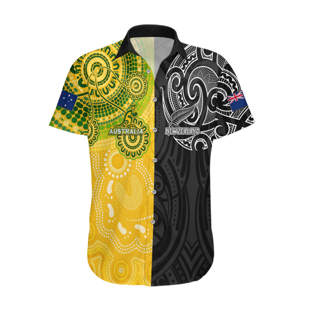 Personalised Australia Rugby Mix New Zealands Rugby Hawaiian Shirt Indigenous Half-Half Style - Vibe Hoodie Shop