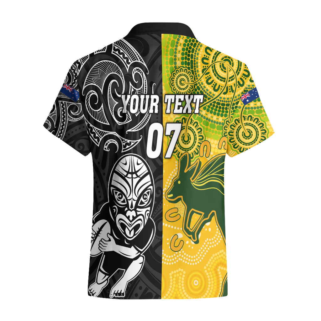 Personalised Australia Rugby Mix New Zealands Rugby Hawaiian Shirt Indigenous Half-Half Style - Vibe Hoodie Shop