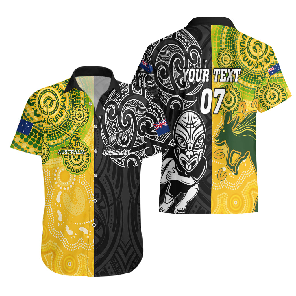 Personalised Australia Rugby Mix New Zealands Rugby Hawaiian Shirt Indigenous Half-Half Style - Vibe Hoodie Shop