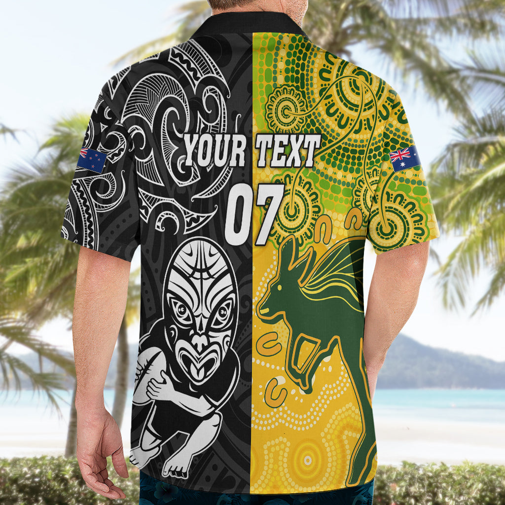 Personalised Australia Rugby Mix New Zealands Rugby Hawaiian Shirt Indigenous Half-Half Style - Vibe Hoodie Shop