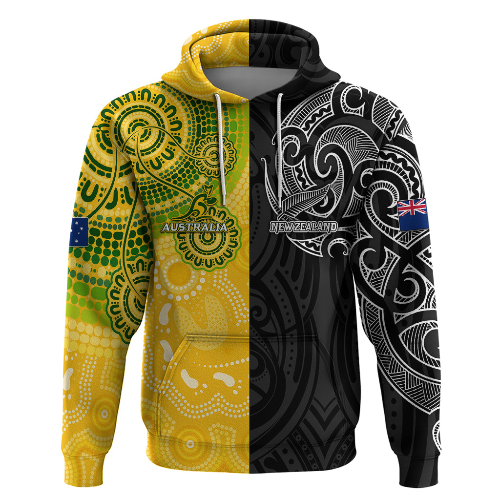 Personalised Australia Rugby Mix New Zealands Rugby Hoodie Indigenous Half-Half Style LT7 - Vibe Hoodie Shop