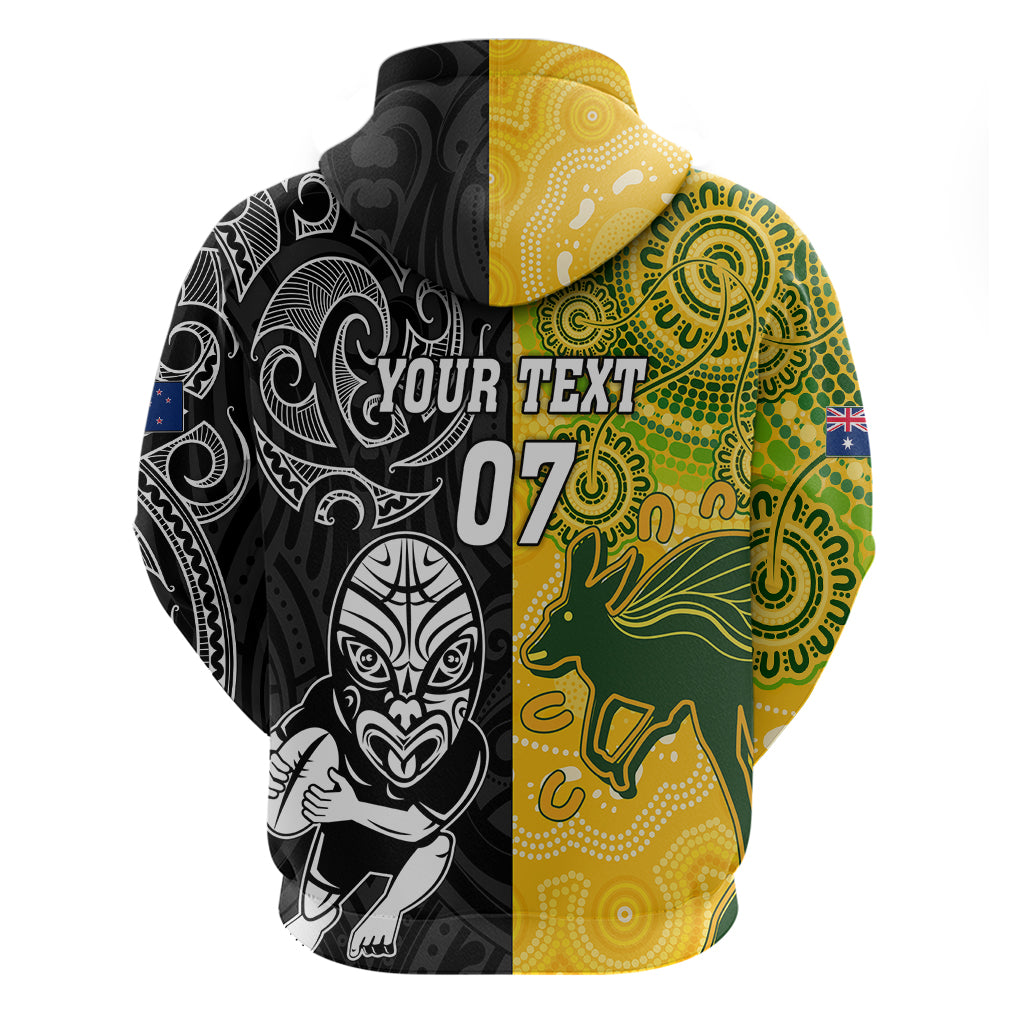 Personalised Australia Rugby Mix New Zealands Rugby Hoodie Indigenous Half-Half Style LT7 - Vibe Hoodie Shop