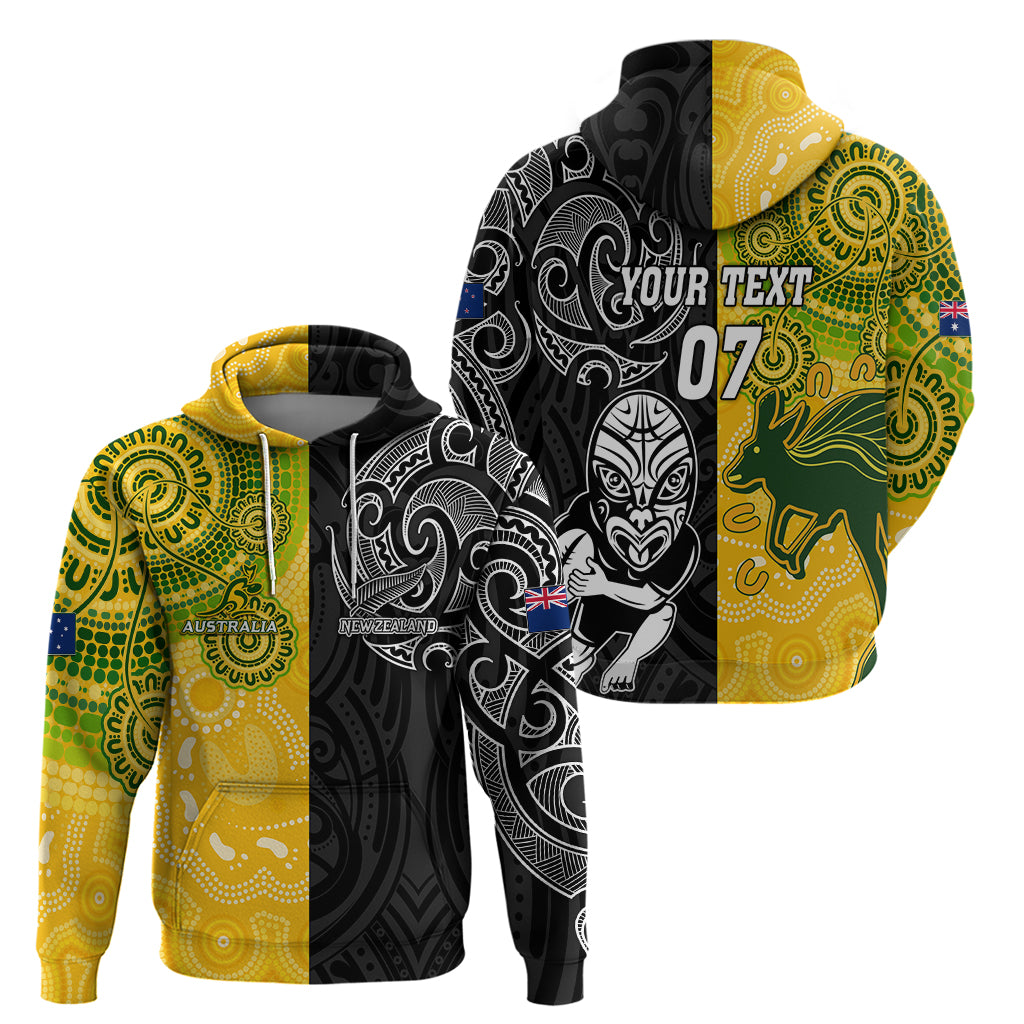 Personalised Australia Rugby Mix New Zealands Rugby Hoodie Indigenous Half-Half Style LT7 - Vibe Hoodie Shop