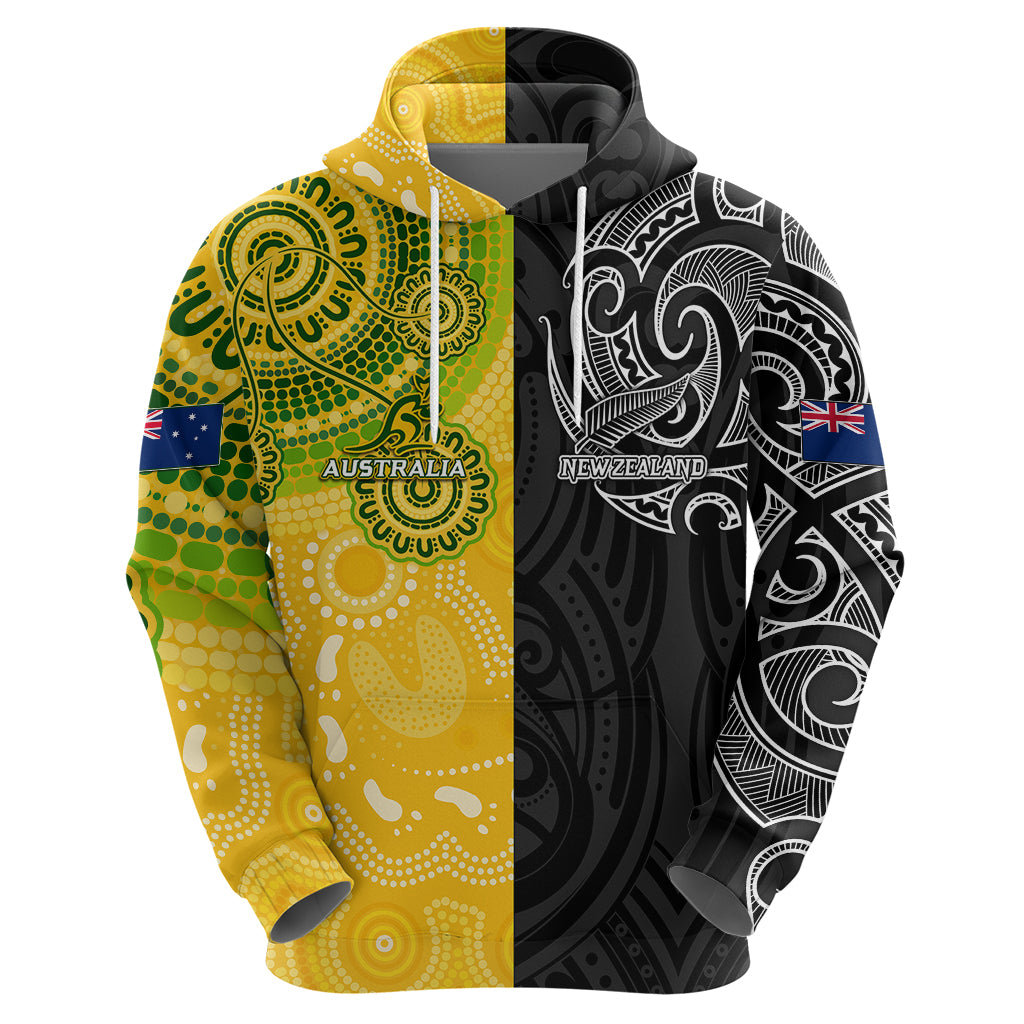 Personalised Australia Rugby Mix New Zealands Rugby Hoodie Indigenous Half-Half Style LT7 - Vibe Hoodie Shop