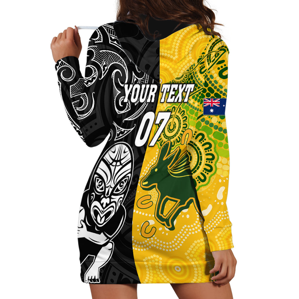 Personalised Australia Rugby Mix New Zealands Rugby Hoodie Dress Indigenous Half-Half Style - Vibe Hoodie Shop