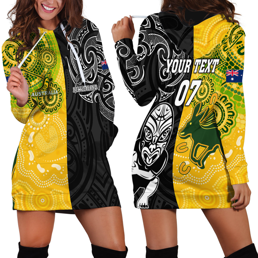 Personalised Australia Rugby Mix New Zealands Rugby Hoodie Dress Indigenous Half-Half Style - Vibe Hoodie Shop