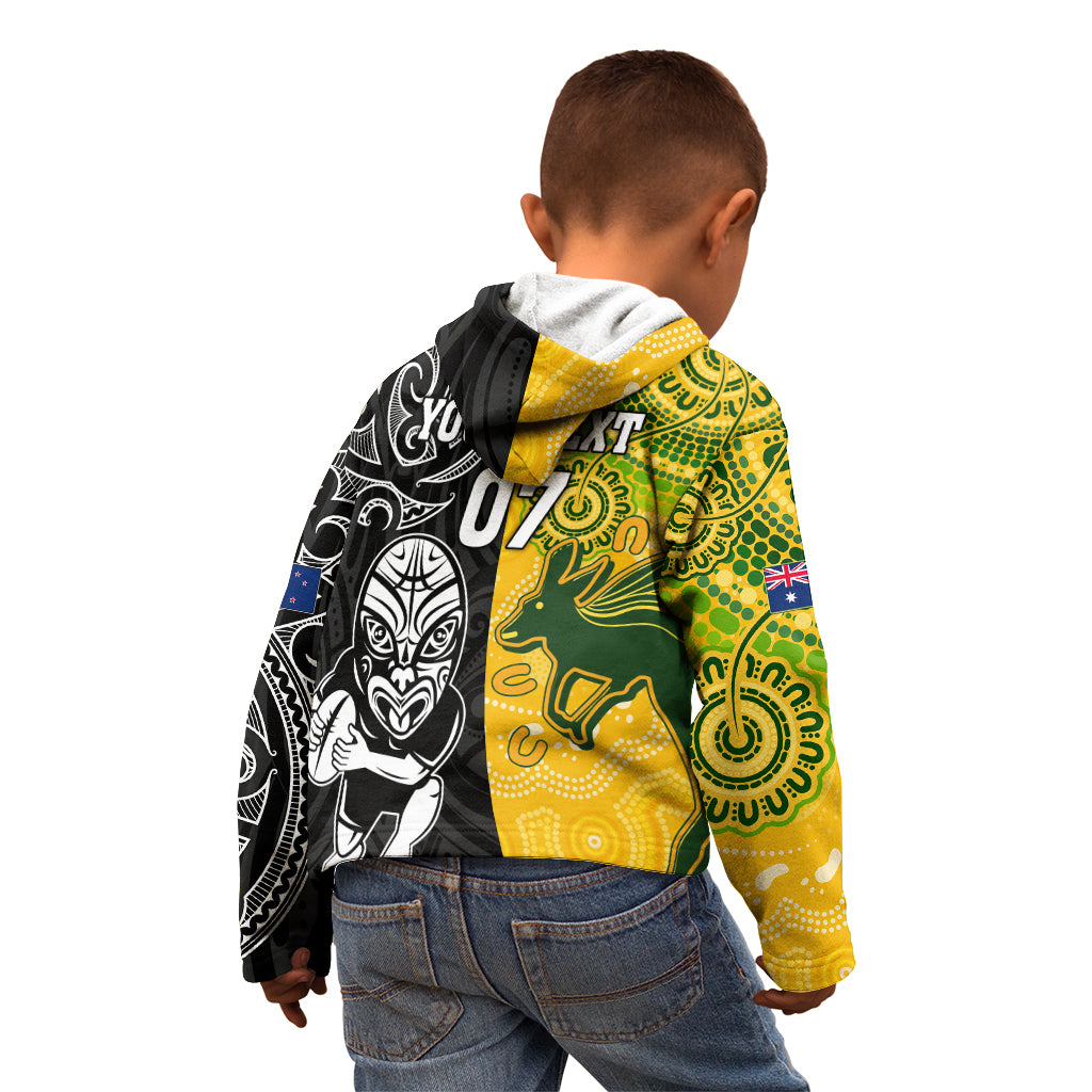 Personalised Australia Rugby Mix New Zealands Rugby Kid Hoodie Indigenous Half-Half Style - Vibe Hoodie Shop