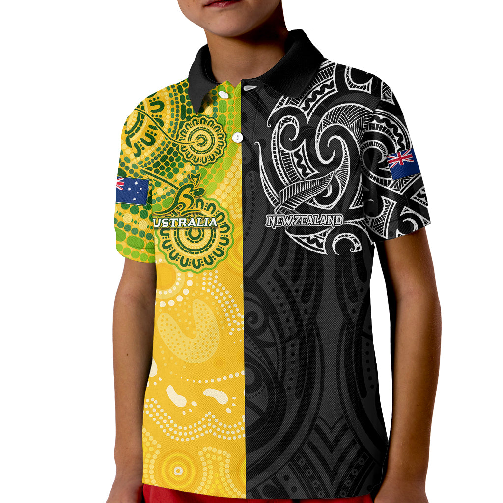 Personalised Australia Rugby Mix New Zealands Rugby Kid Polo Shirt Indigenous Half-Half Style - Vibe Hoodie Shop