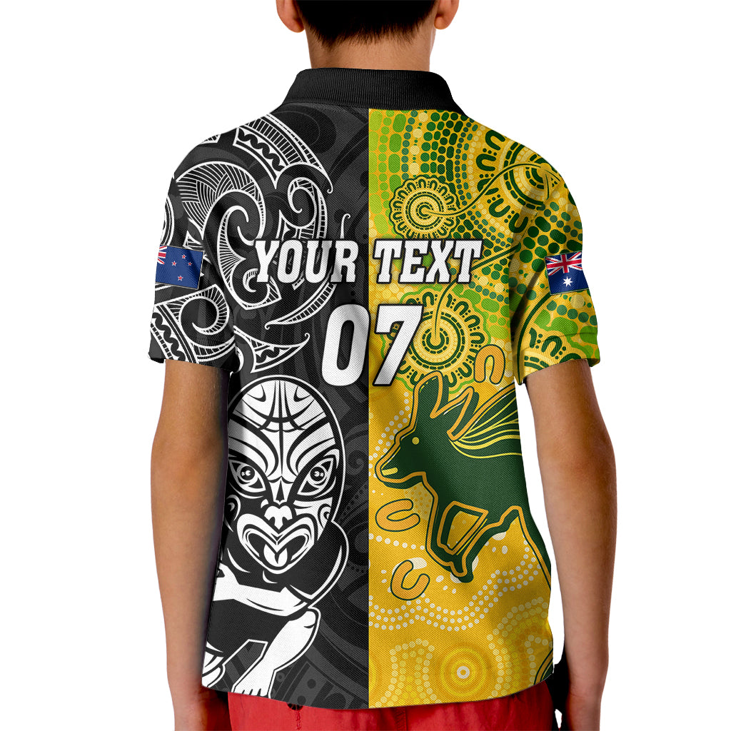 Personalised Australia Rugby Mix New Zealands Rugby Kid Polo Shirt Indigenous Half-Half Style - Vibe Hoodie Shop