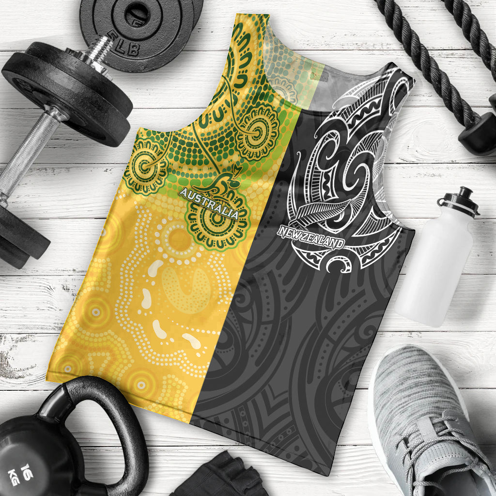 Personalised Australia Rugby Mix New Zealands Rugby Men Tank Top Indigenous Half-Half Style - Vibe Hoodie Shop