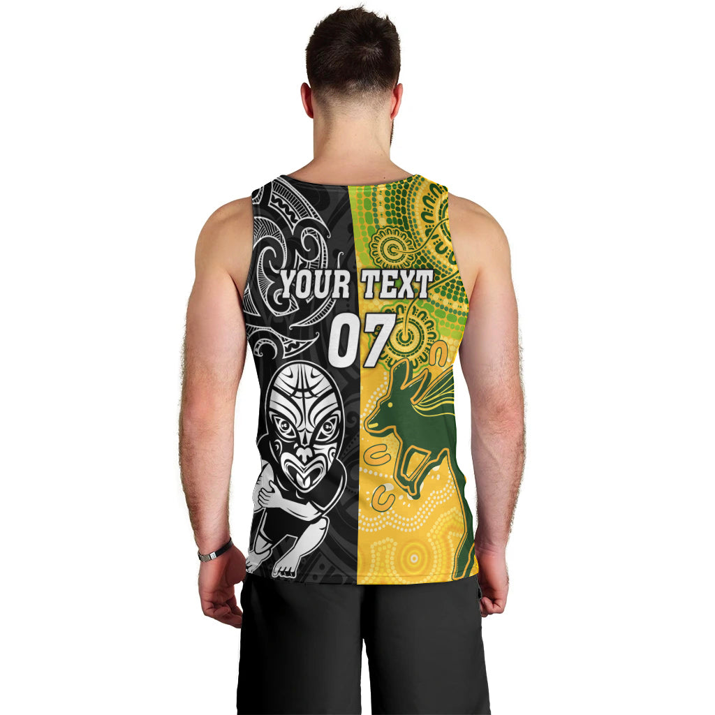 Personalised Australia Rugby Mix New Zealands Rugby Men Tank Top Indigenous Half-Half Style - Vibe Hoodie Shop
