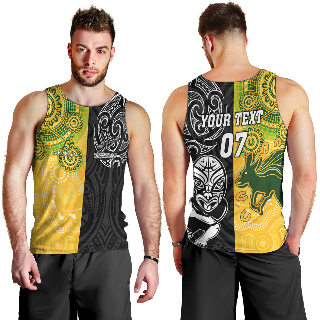 Personalised Australia Rugby Mix New Zealands Rugby Men Tank Top Indigenous Half-Half Style - Vibe Hoodie Shop