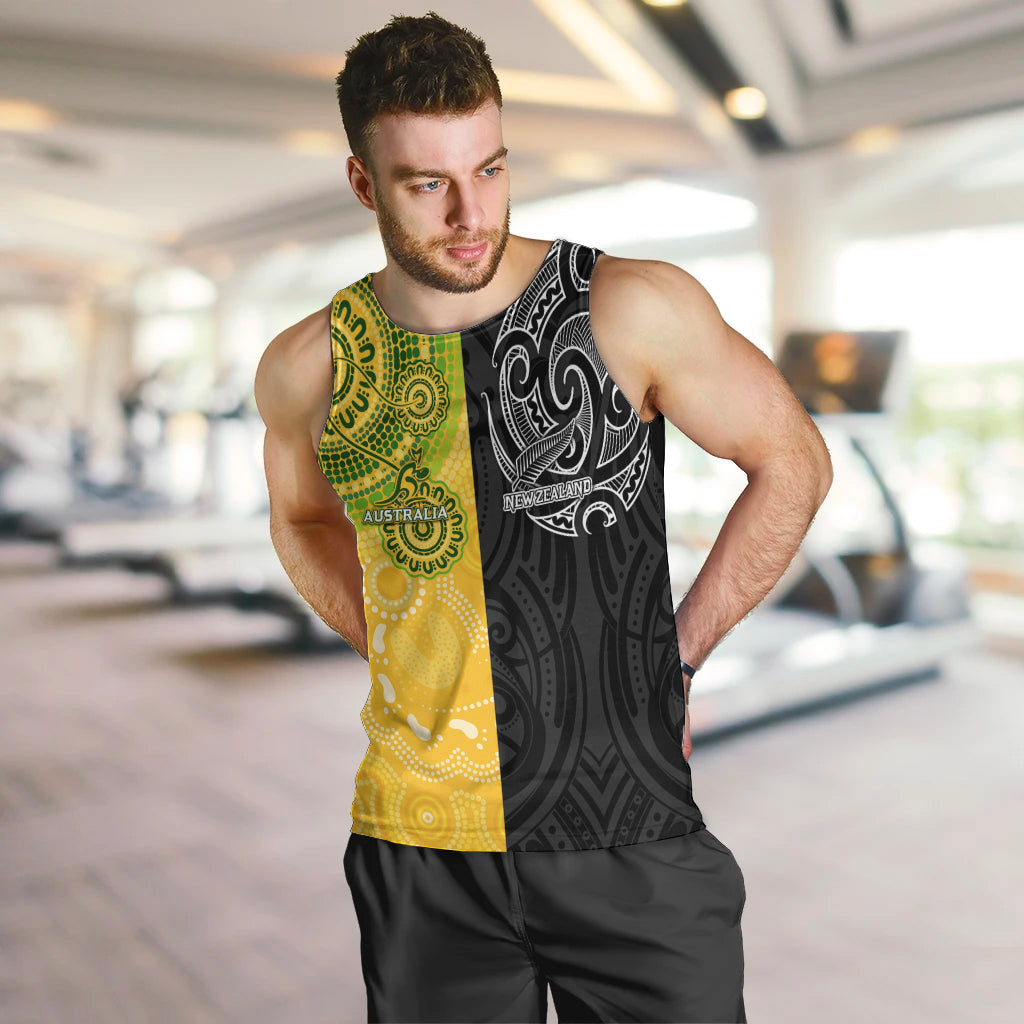 Personalised Australia Rugby Mix New Zealands Rugby Men Tank Top Indigenous Half-Half Style - Vibe Hoodie Shop