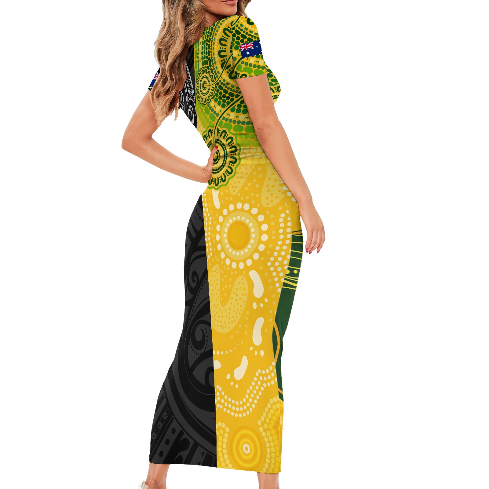 personalised-australia-rugby-mix-new-zealands-rugby-short-sleeve-bodycon-dress-indigenous-half-half-style