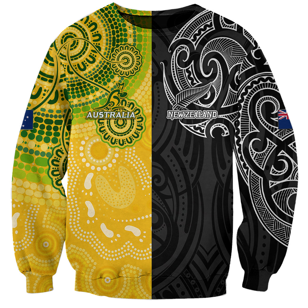 Personalised Australia Rugby Mix New Zealands Rugby Sweatshirt Indigenous Half-Half Style - Vibe Hoodie Shop