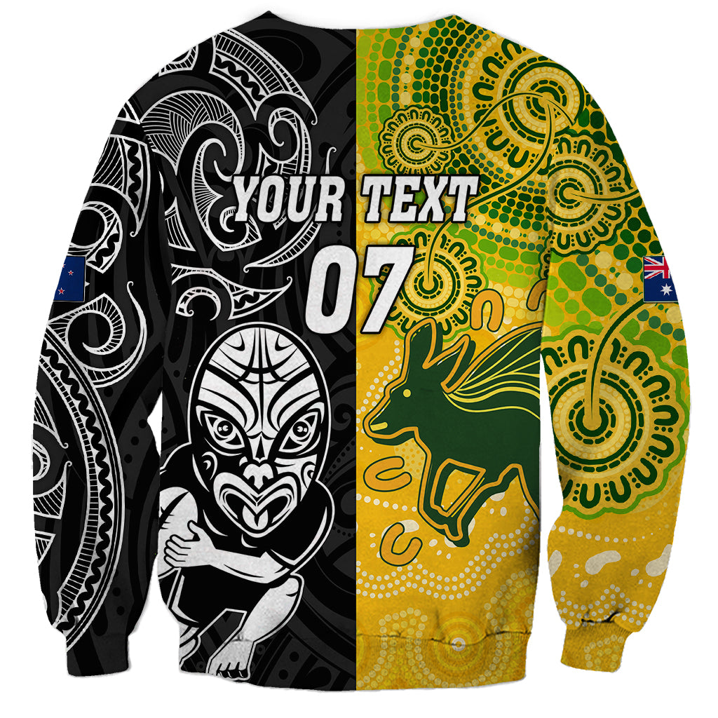 Personalised Australia Rugby Mix New Zealands Rugby Sweatshirt Indigenous Half-Half Style - Vibe Hoodie Shop