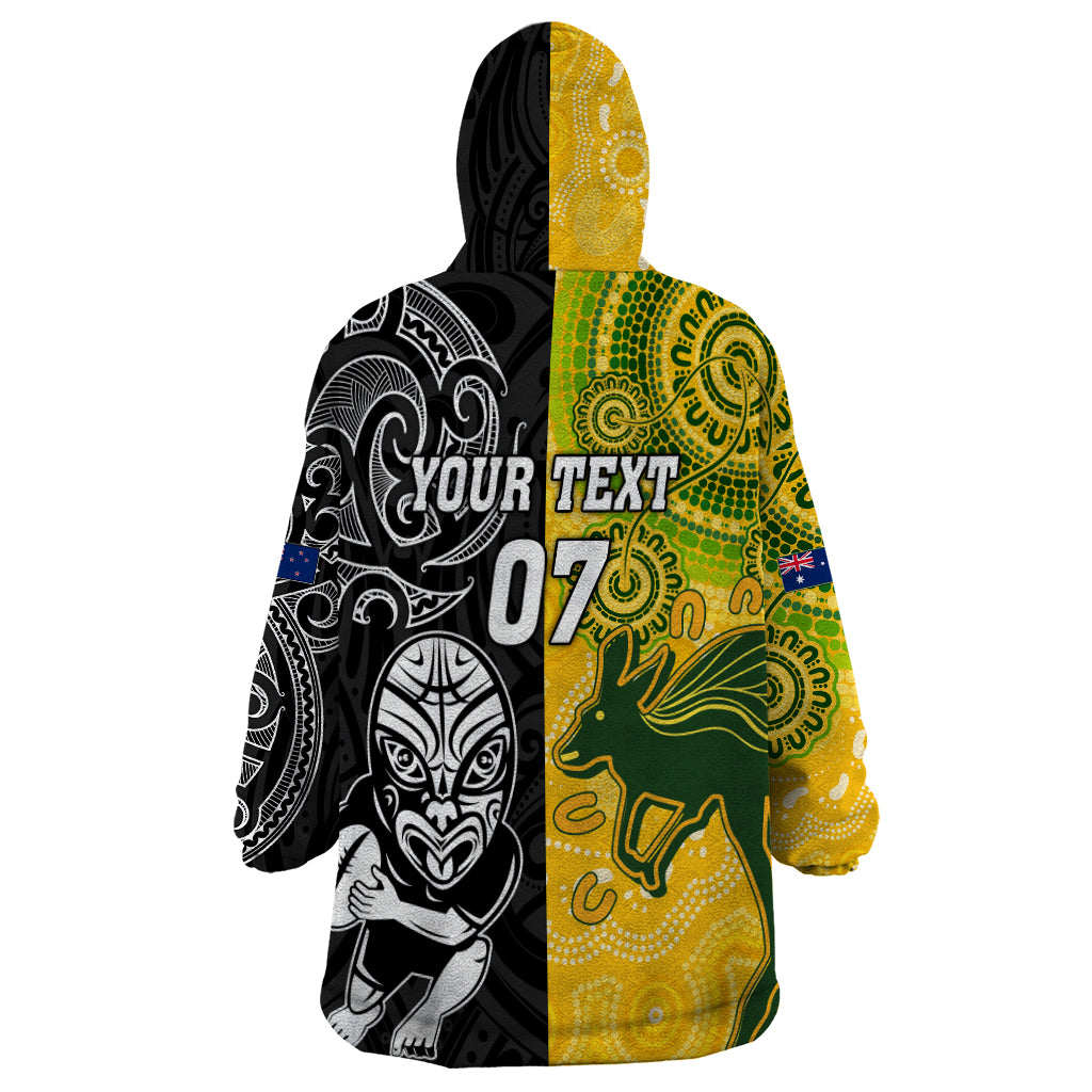 Personalised Australia Rugby Mix New Zealands Rugby Wearable Blanket Hoodie Indigenous Half-Half Style - Vibe Hoodie Shop