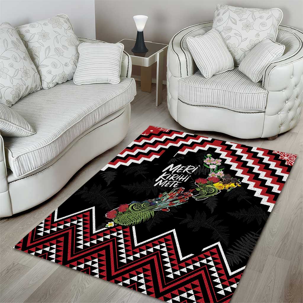 New Zealand Christmas Taniko Poutama Area Rug Flora Map with Birds - Vibe Hoodie